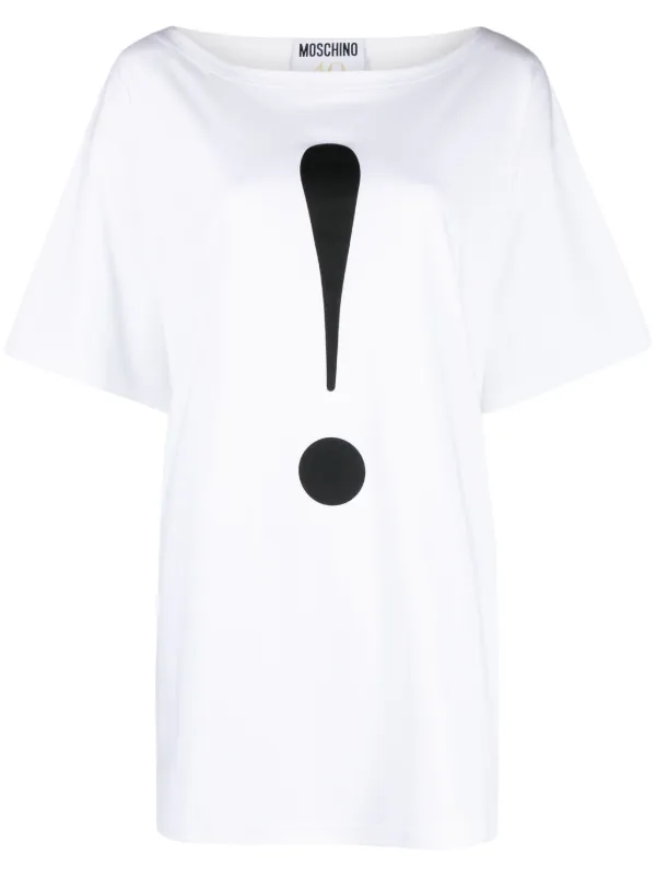 Tシャツ・カットソー MOSCHINO Women Tops A12060445 0001 WHITE Moschino Exclamation mark-print Cotton T-shirt | White