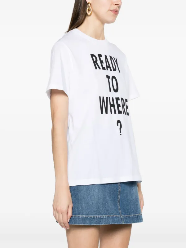Moschino text-print Organic Cotton T-shirt | White | FARFETCH