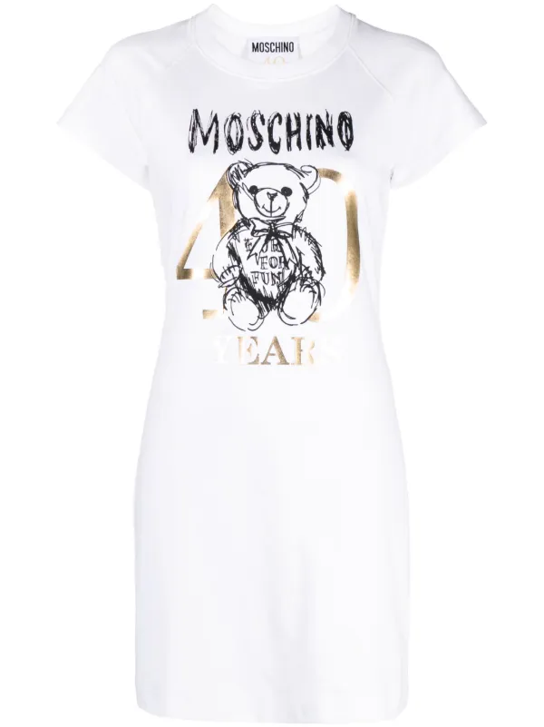 Moschino Teddy Bear-motif Cotton T-shirt Dress in White