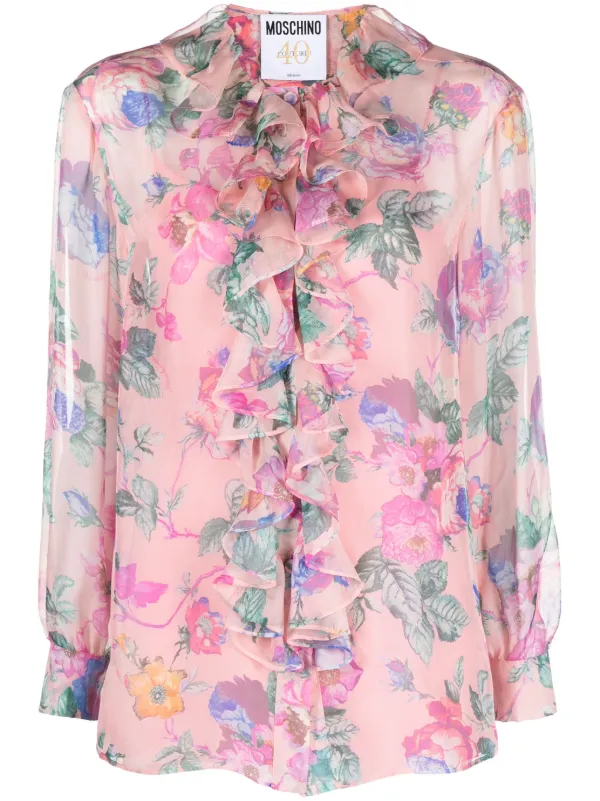 Moschino floral-print Ruffled Blouse | Pink | FARFETCH Moschino floral-print Ruffled Blouse | Pink | FARFETCH