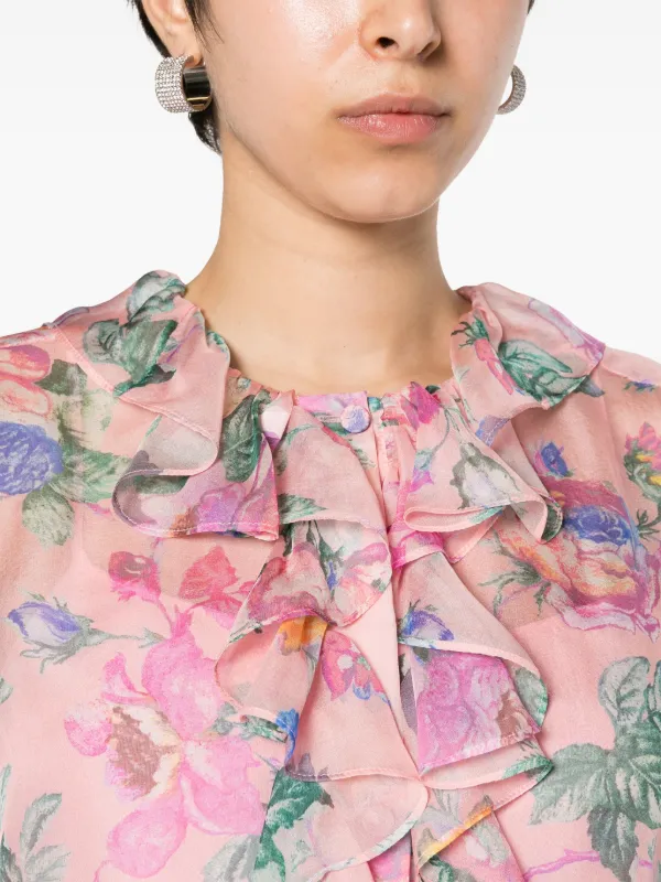 Moschino floral-print Ruffled Blouse | Pink | FARFETCH Moschino floral-print Ruffled Blouse | Pink | FARFETCH