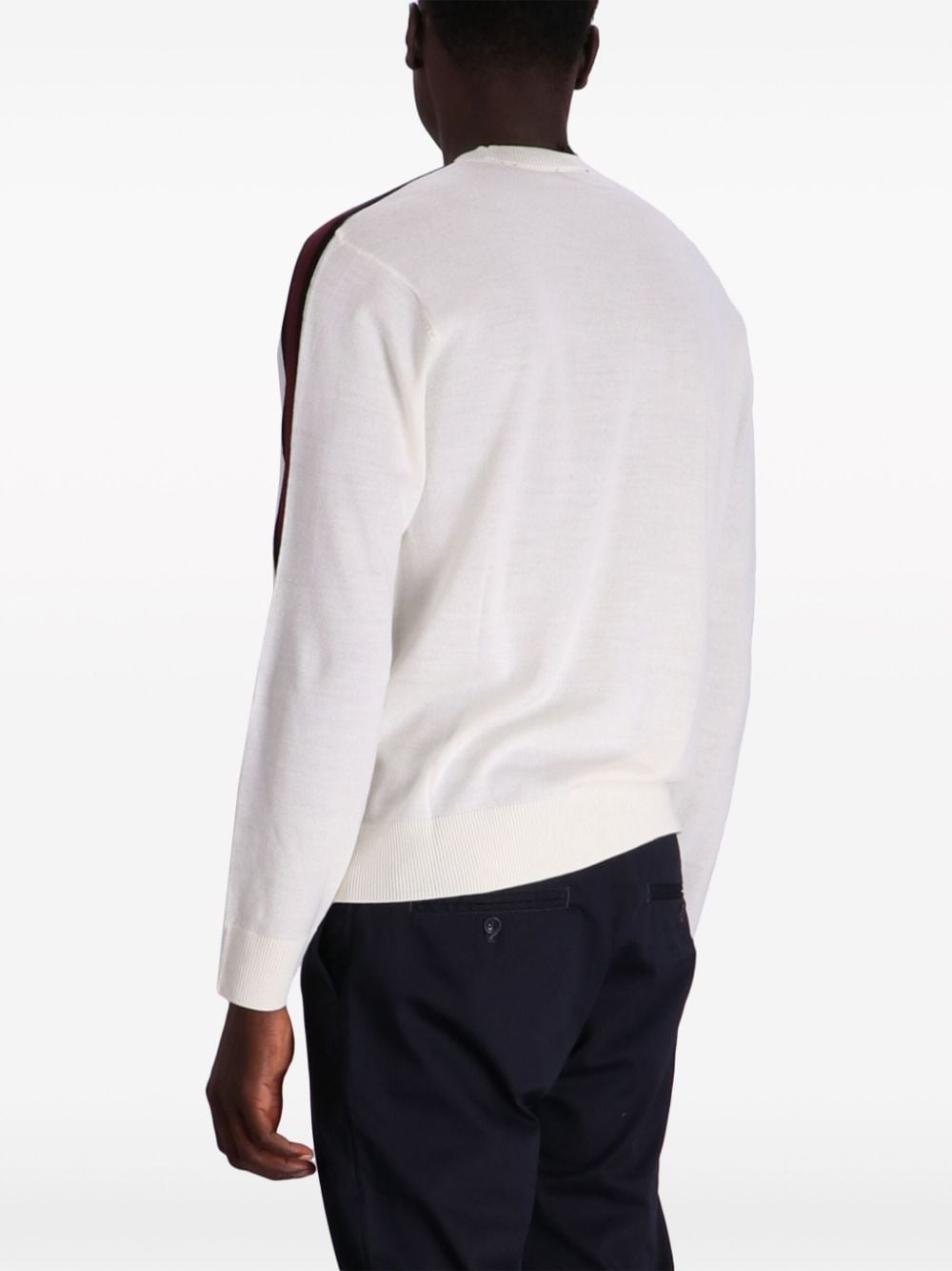 Shop Armani Exchange Side-stripe Crew-neck Jumper In White