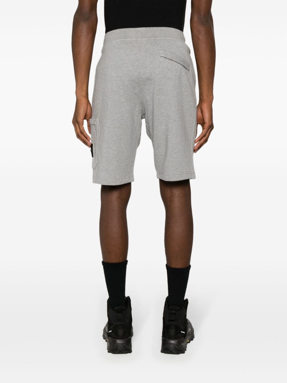 Shop Stone Island Compass-badge Cotton Track Shorts In Grey