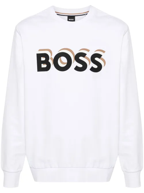 Sweat en coton à logo imprimé - BOSS - Modalova