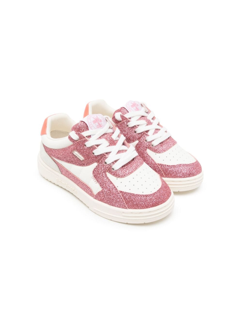 Palm Angels University Glitter-panel Sneakers In 白色
