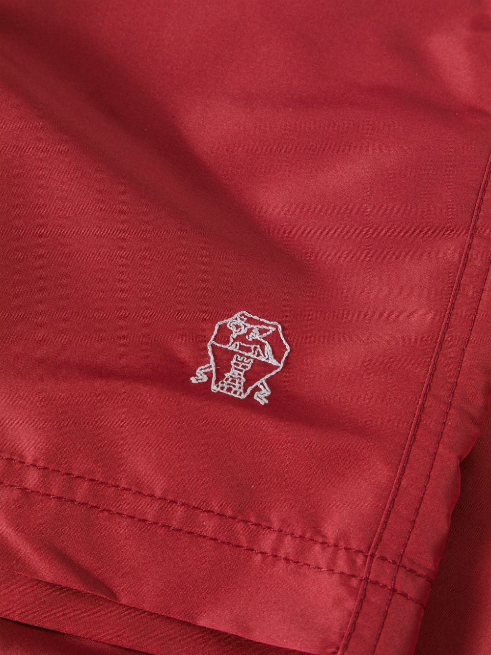 Shop Brunello Cucinelli Logo-embroidered Drawtsring Swim Shorts In Rot