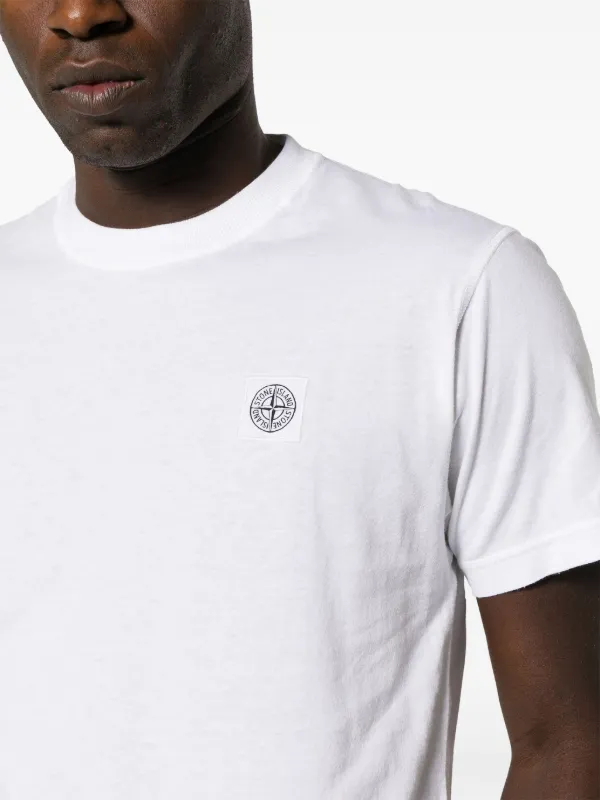 Stone Island Compass-appliqué Cotton T-shirt | White | FARFETCH