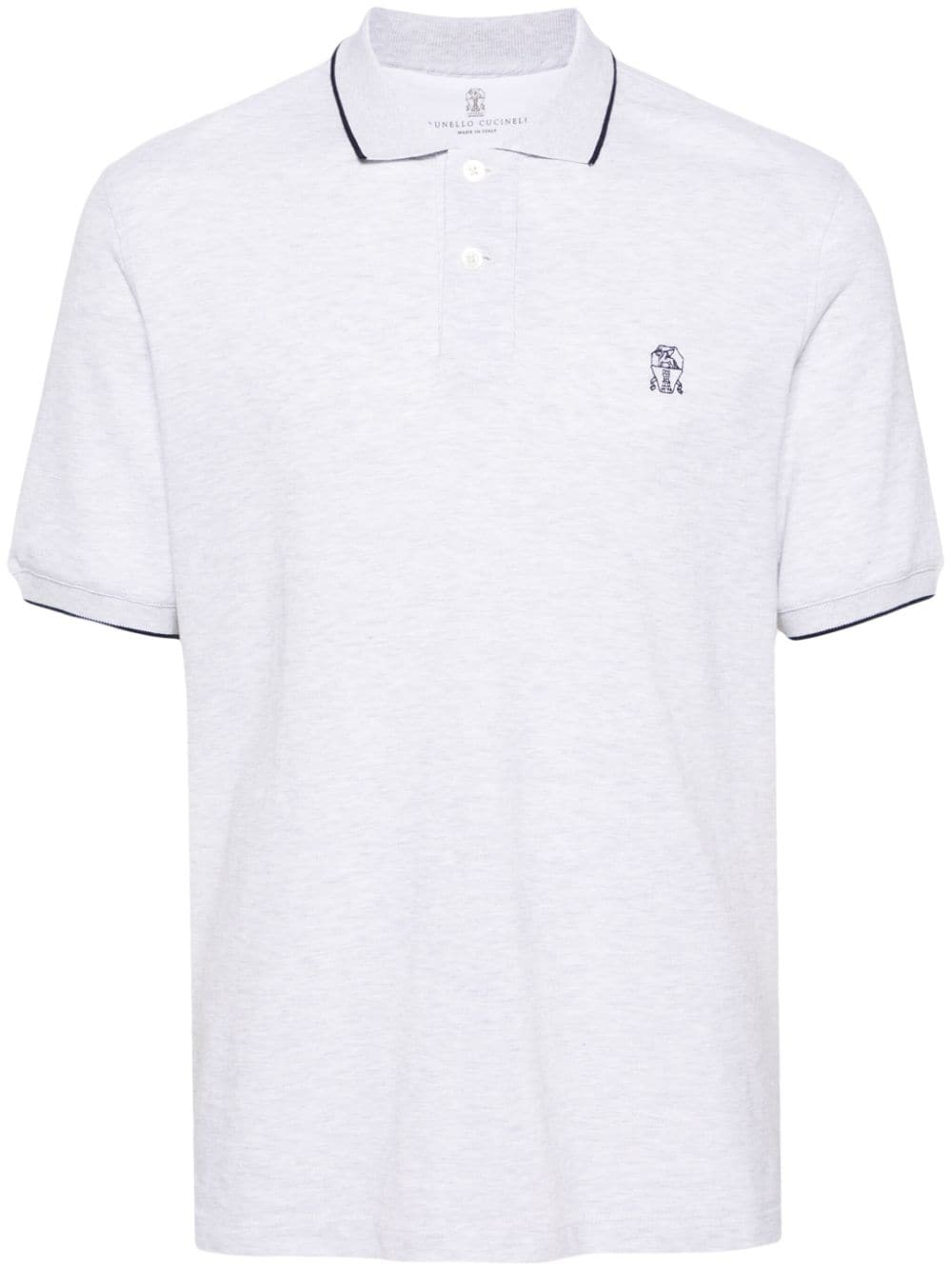 Brunello Cucinelli Logo-embroidered Cotton Polo Shirt In Grey