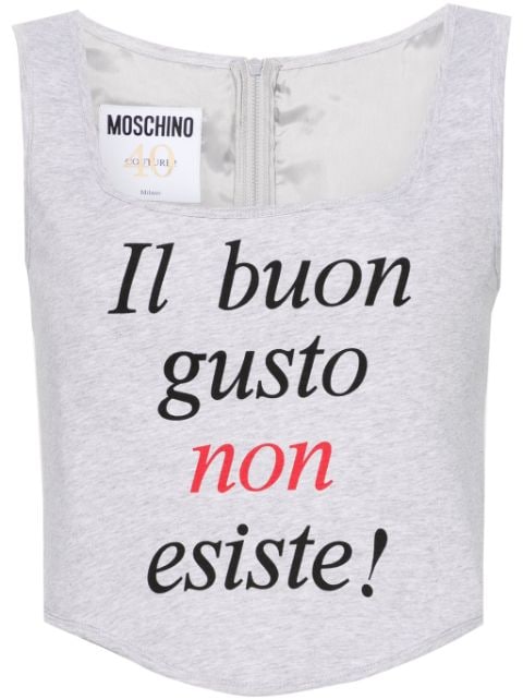 Moschino top estilo corset con eslogan estampado