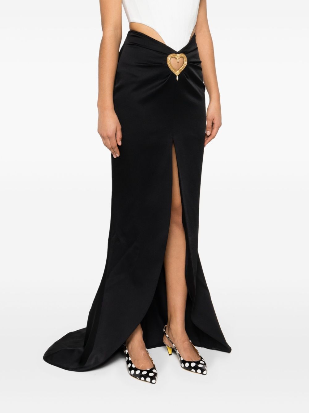 Shop Moschino Heart-detail Skirt In Black