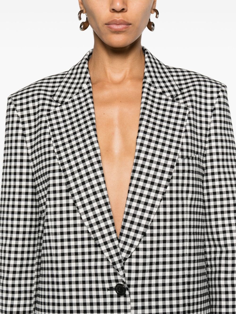 Shop Moschino Gingham-check Single-breasted Blazer In Black