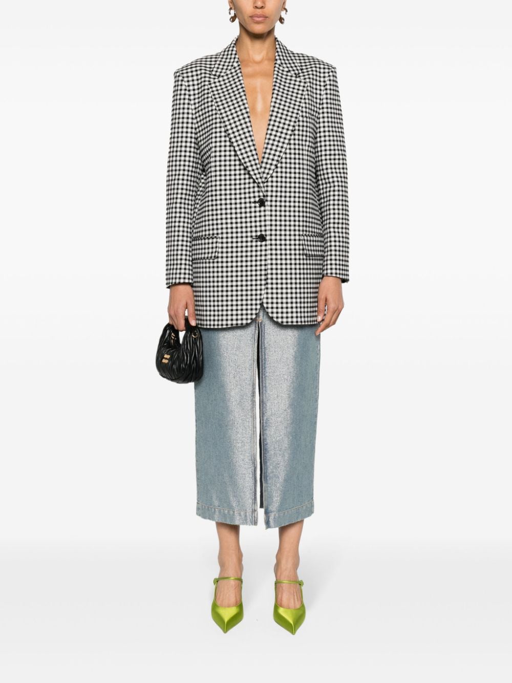 Shop Moschino Gingham-check Single-breasted Blazer In Black
