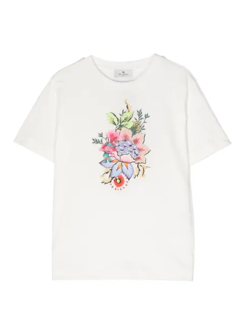 ETRO KIDS floral-embroidered cotton T-shirt