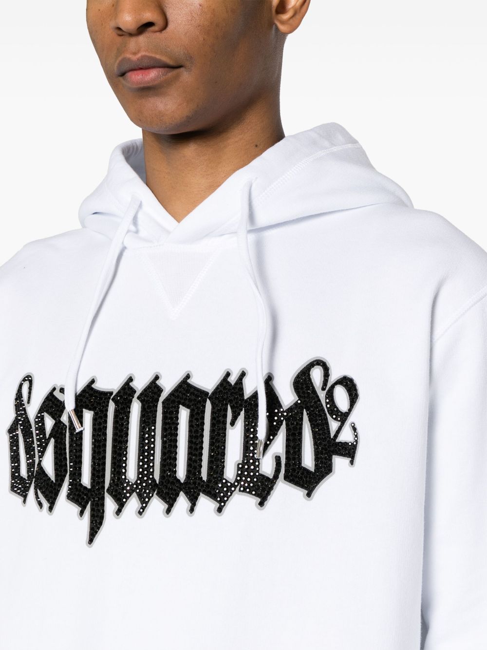 Shop Dsquared2 Logo-appliqué Cotton Hoodie In White