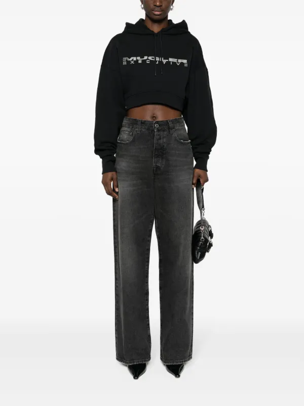 Mugler クロップド パーカー | ブラック | FARFETCH JP