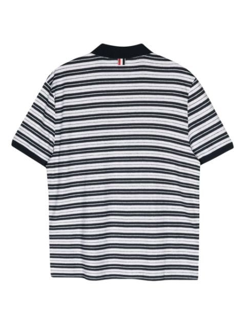 logo-patch striped polo shirt