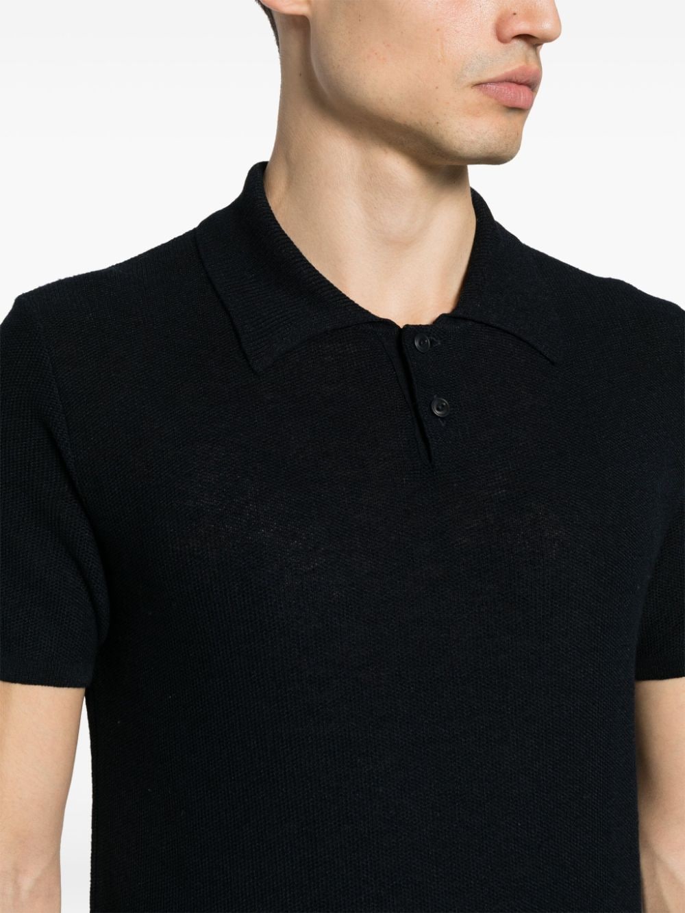 Shop Apc Jay Open-knit Polo Shirt In 蓝色