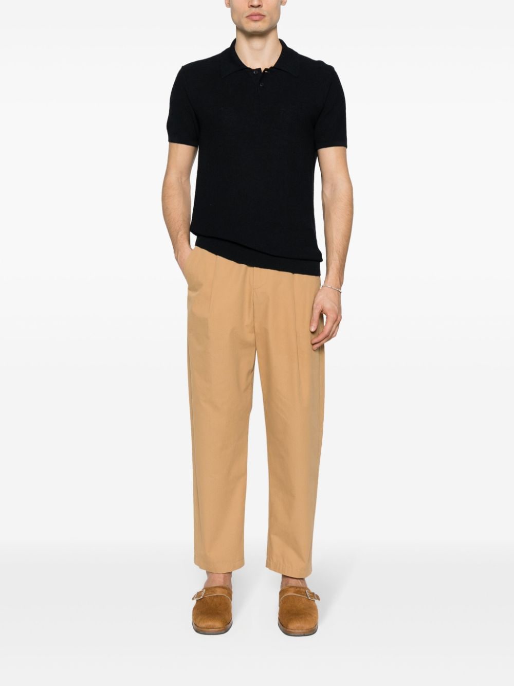Shop Apc Jay Open-knit Polo Shirt In 蓝色
