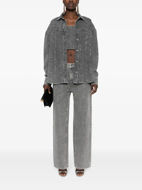 ROTATE BIRGER CHRISTENSEN rhinestone-embellished Denim Shirt