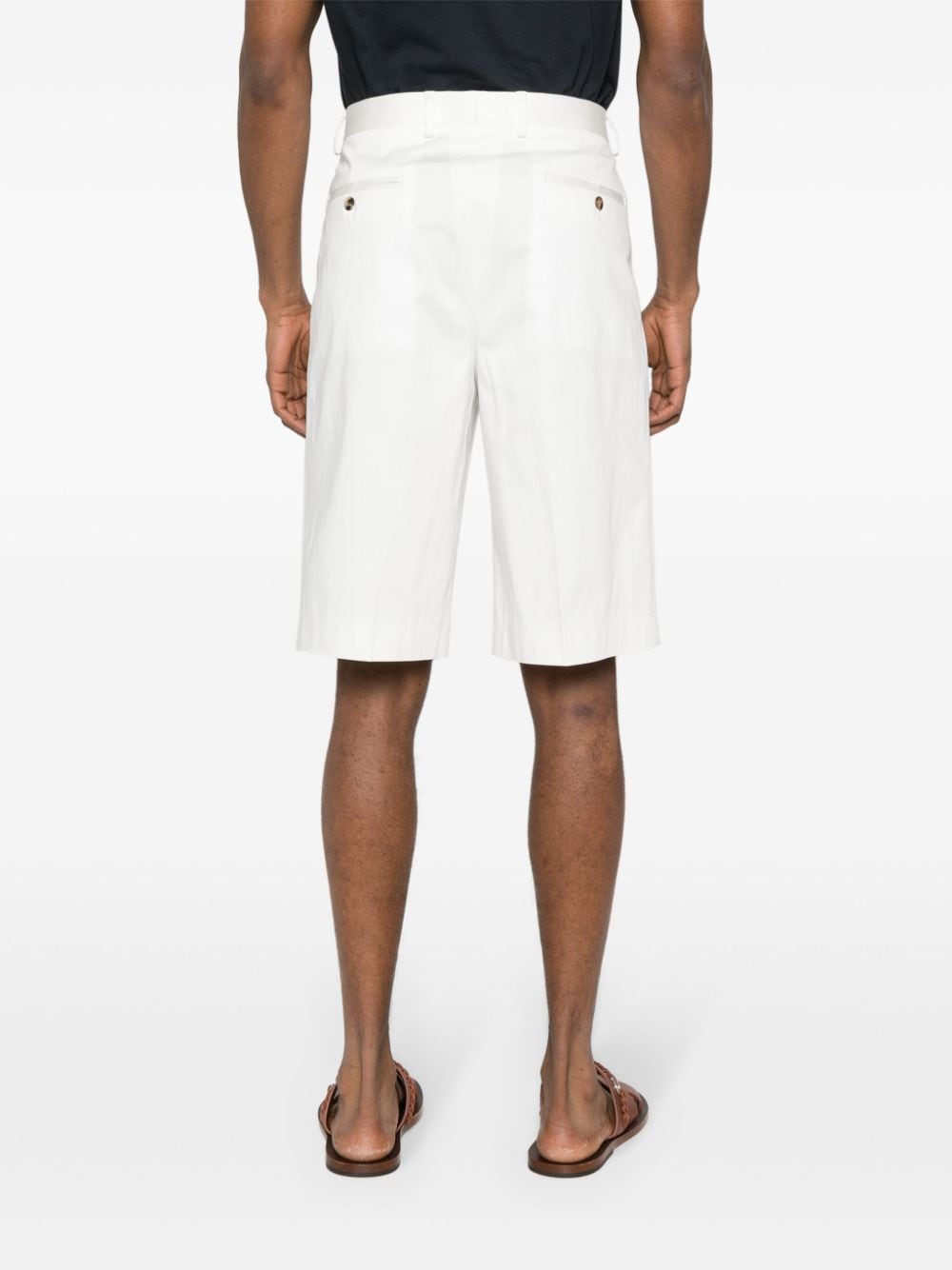 Shop Lardini Cotton Pleated Shorts In White