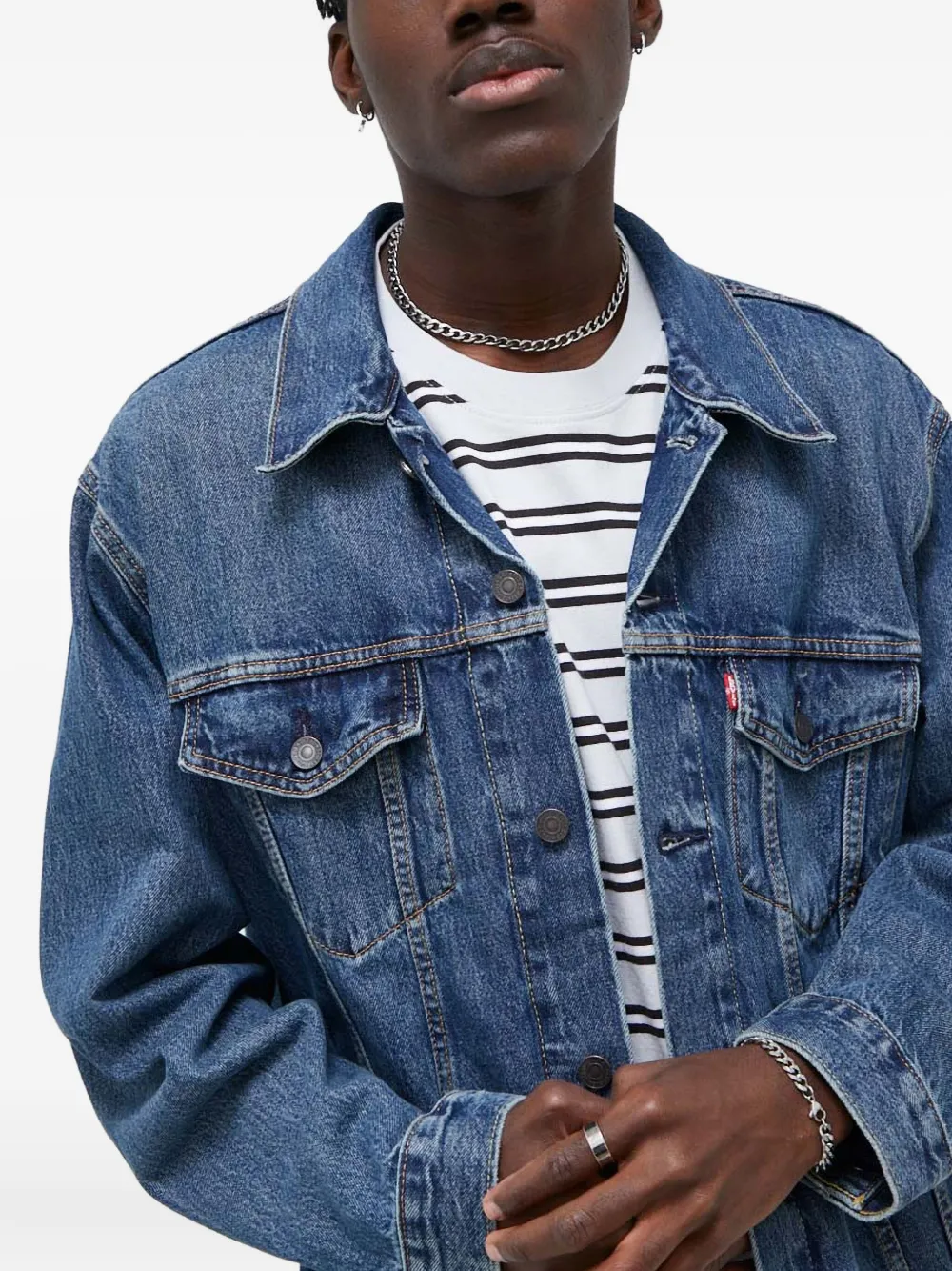 Levi's Buttoned Pocket Jacket In Blue