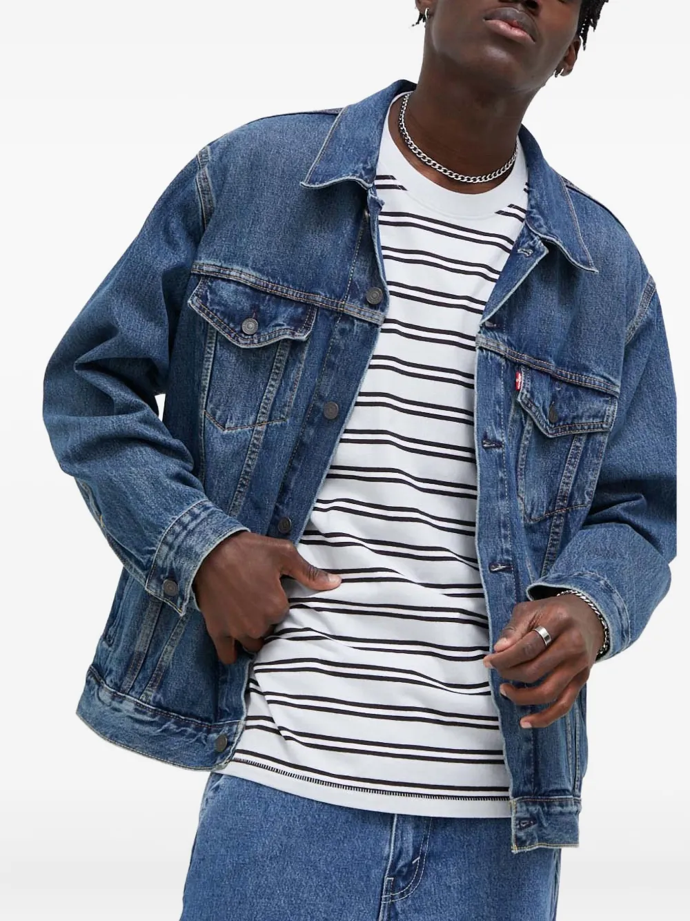 Levi's Buttoned Pocket Jacket In Blue