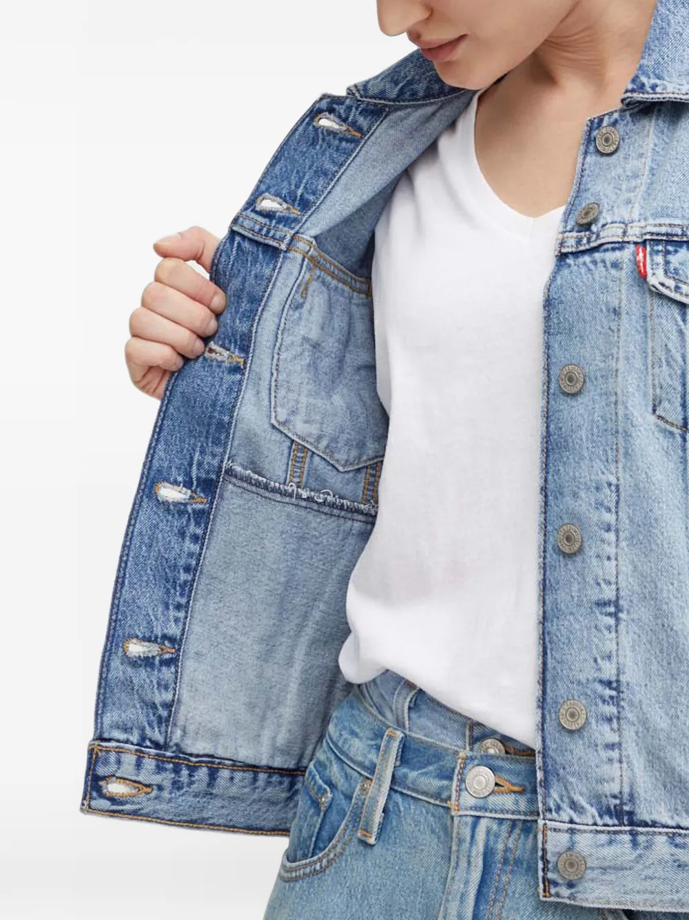 Levi's washed-denim jacket Blauw