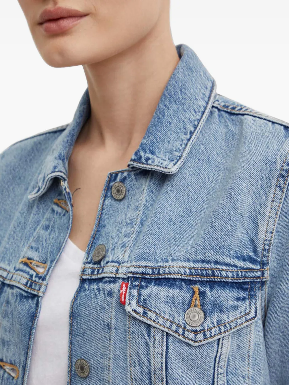 Levi's washed-denim jacket Blauw