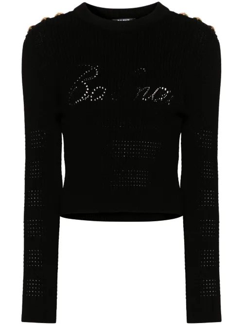 Pull 6-Button en maille nervurée - Balmain - Modalova