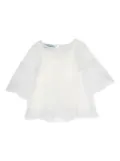 Mi Mi Sol double-layer puff-sleeve blouse - White