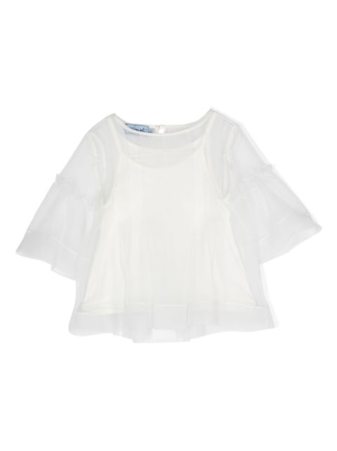 Mi Mi Sol double-layer puff-sleeve blouse