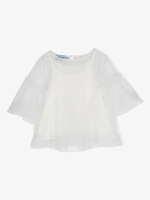 Mi Mi Sol double-layer puff-sleeve blouse