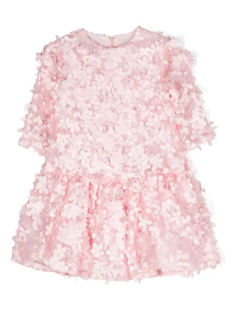 Mi Mi Sol floral-appliqué ruffled-detailed dress