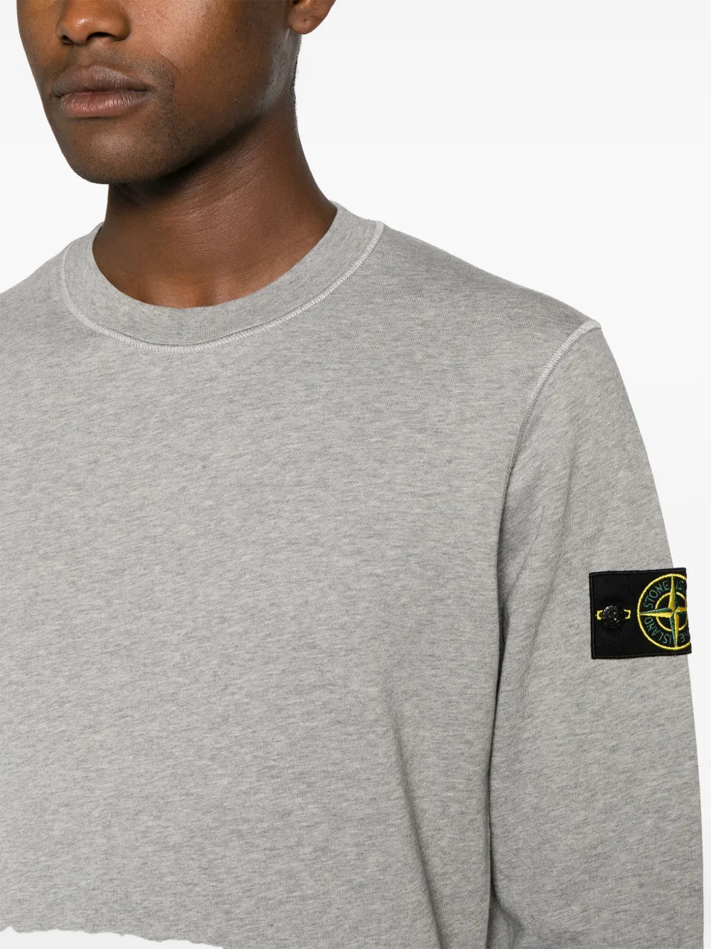 Shop Stone Island Compass-badge Cotton Sweatshirt In Grau