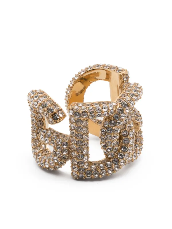 Dolce Gabbana rhinestone embellished Open Ring Gold FARFETCH CA