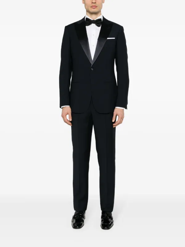 Giorgio Armani single breasted virgin wool suit men Silk Virgin Wool Silk Cupro Acetate 48 Blue