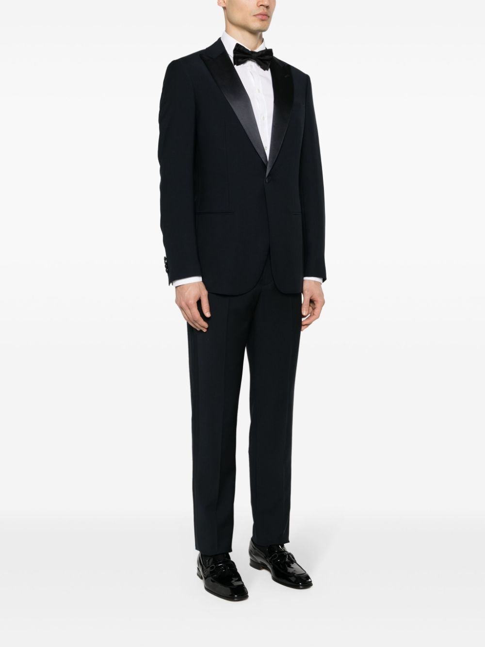 Shop Giorgio Armani Single-breasted Virgin Wool Suit In Blue