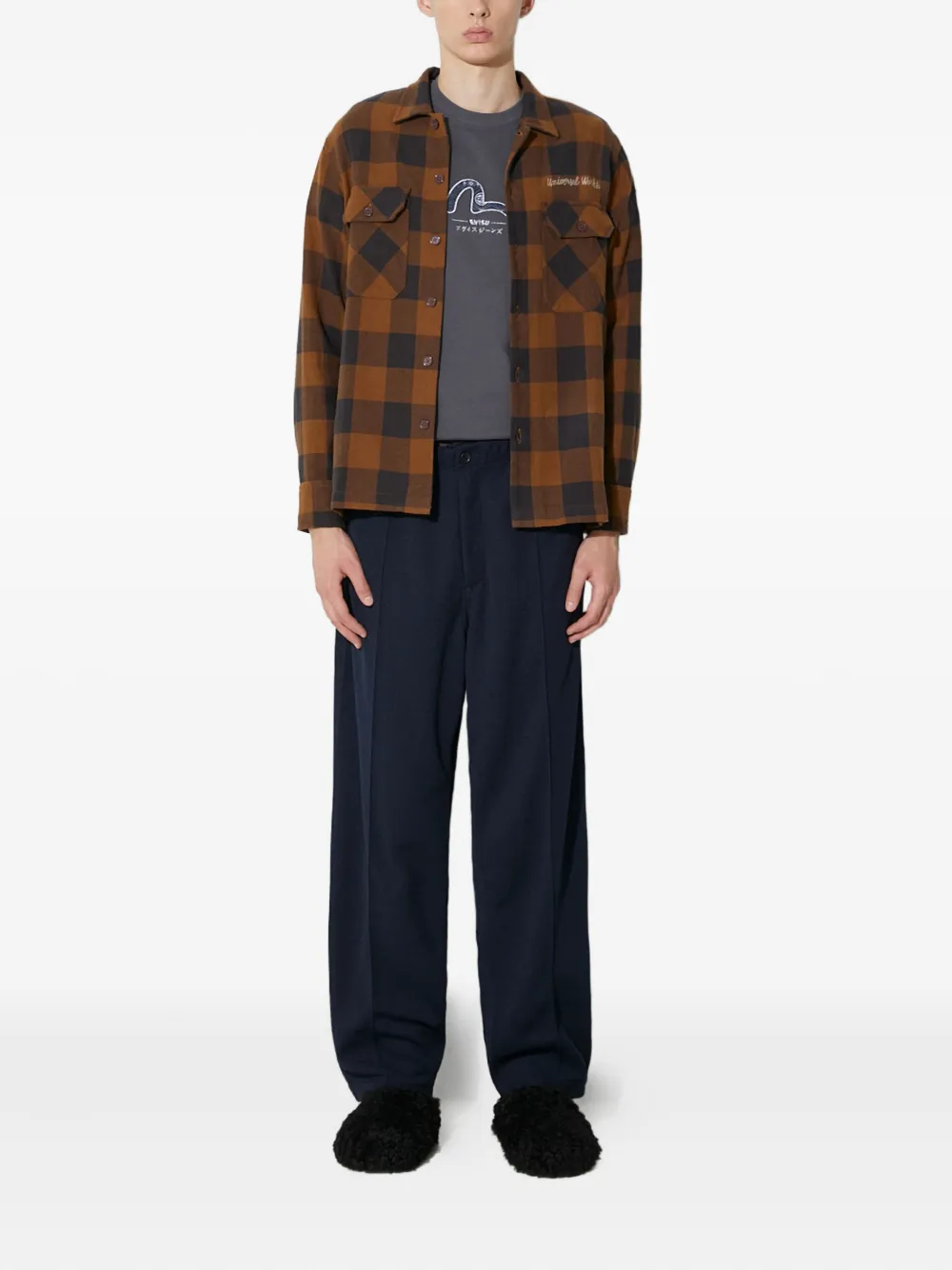 Universal Works checked pocket shirt - Bruin