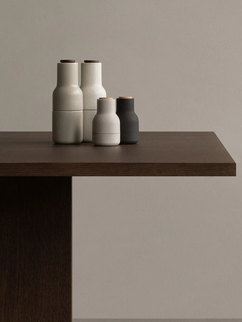 Audo Bottle Grinder Ceramic Salt And Pepper Mill (set Of Two) In Grey