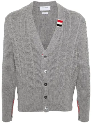 Thom Browne ケーブルニット カーディガン | グレー | FARFETCH JP