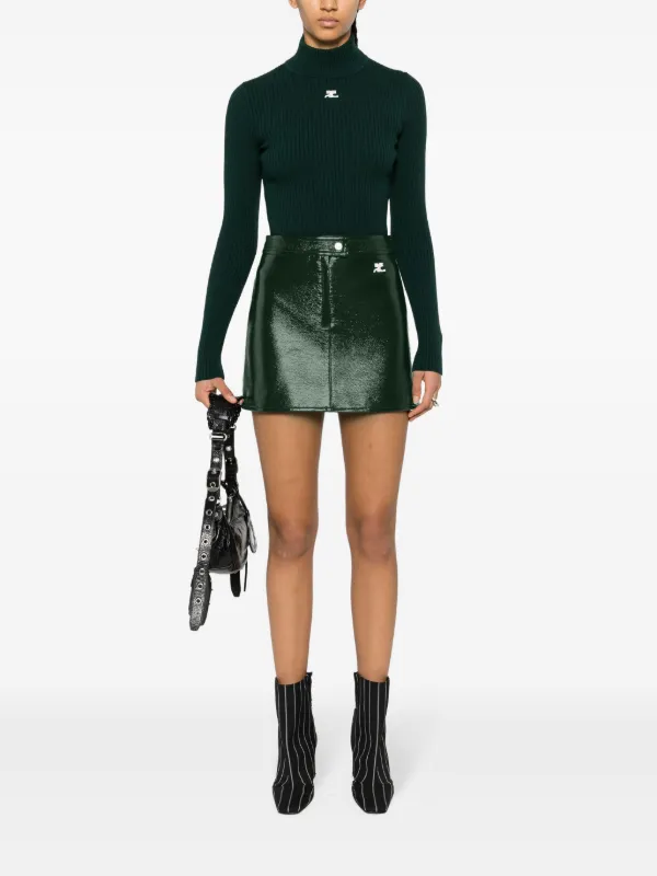 Courreges Reedition Vinyl Mini Skirt Green FARFETCH AU