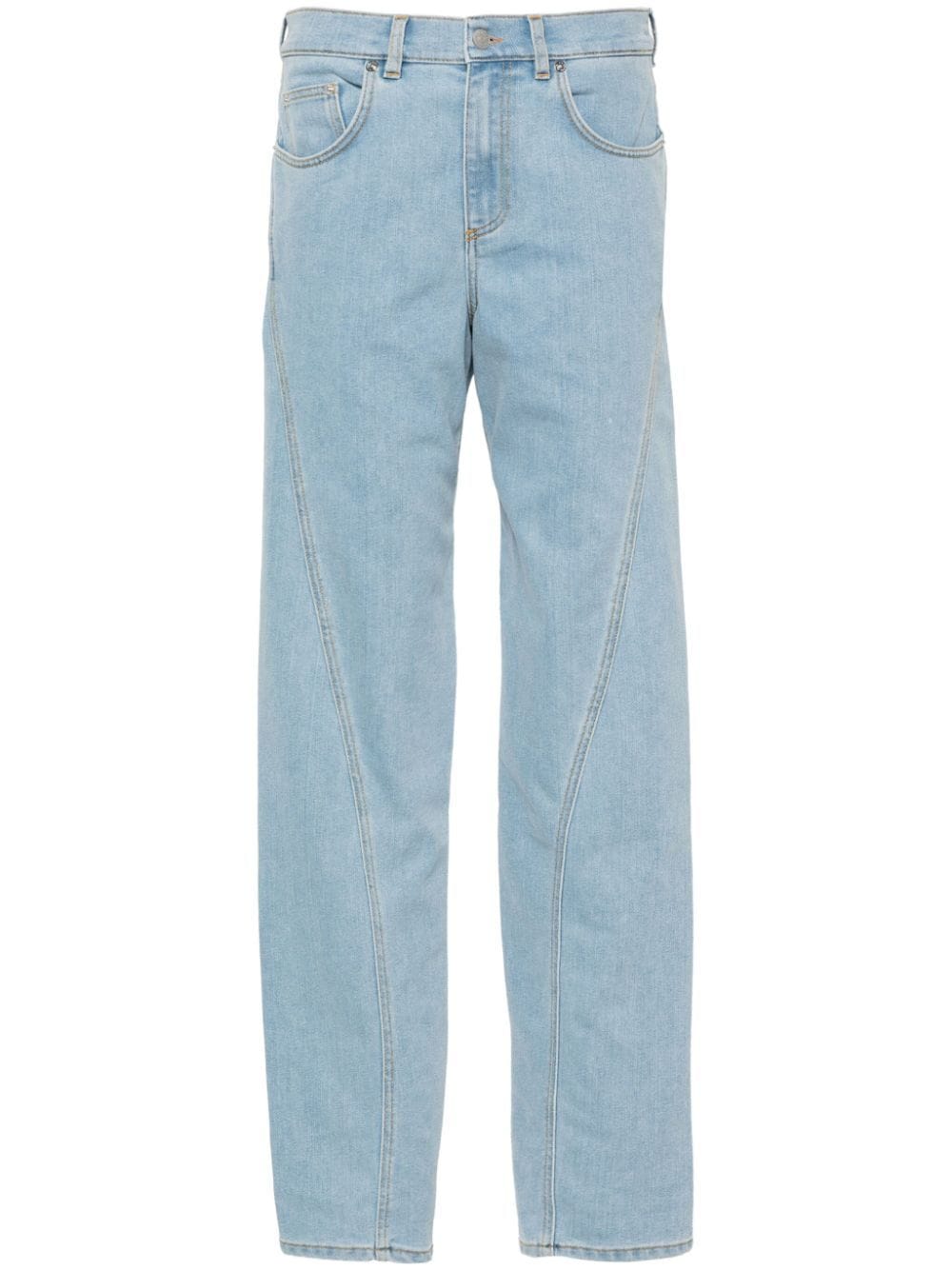 Mugler Twisted-seam Low-rise Jeans In Blue