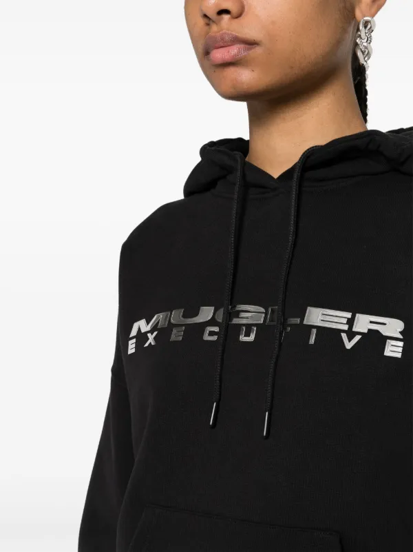 【関税込み】Mugler ブラック Mugler ロゴ フーディ Mugler logo-lettering Jersey Hoodie | Black | FARFETCH GE