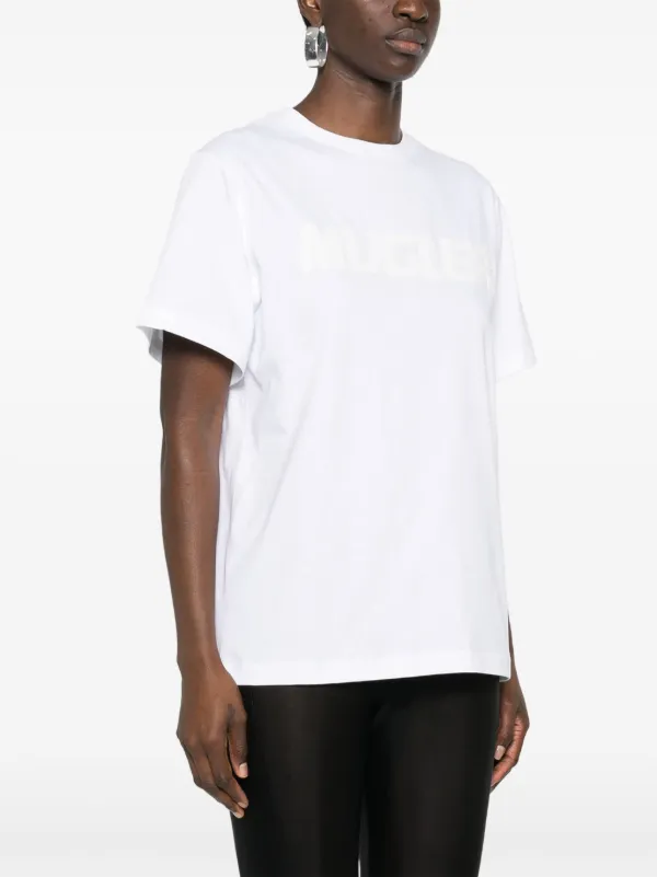 【関税込み】Mugler ホワイト ロゴアップリケ Tシャツ Mugler White Pierced Baby T-shirt Mugler