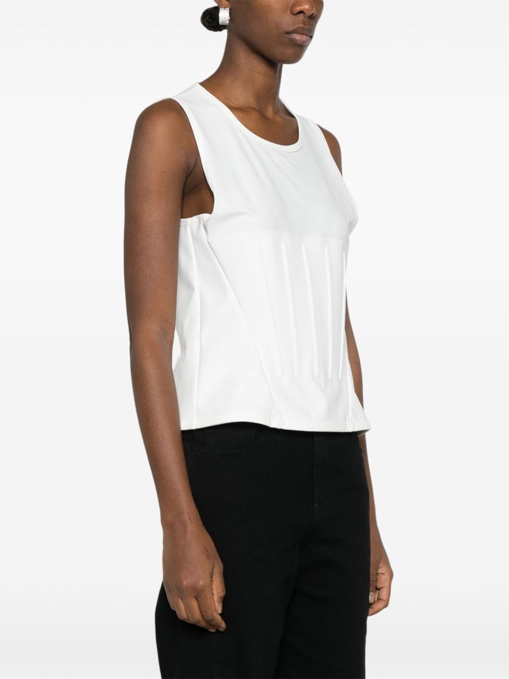 Shop Mugler Logo-debossed Jersey Top In White