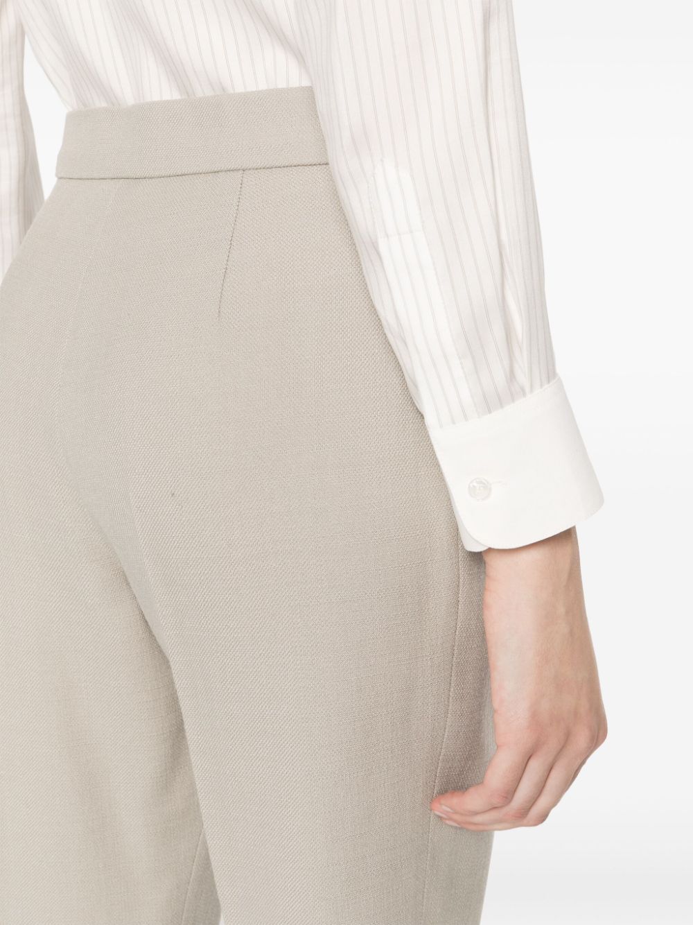 Shop Fendi Wool-blend Cropped Trousers In Brown