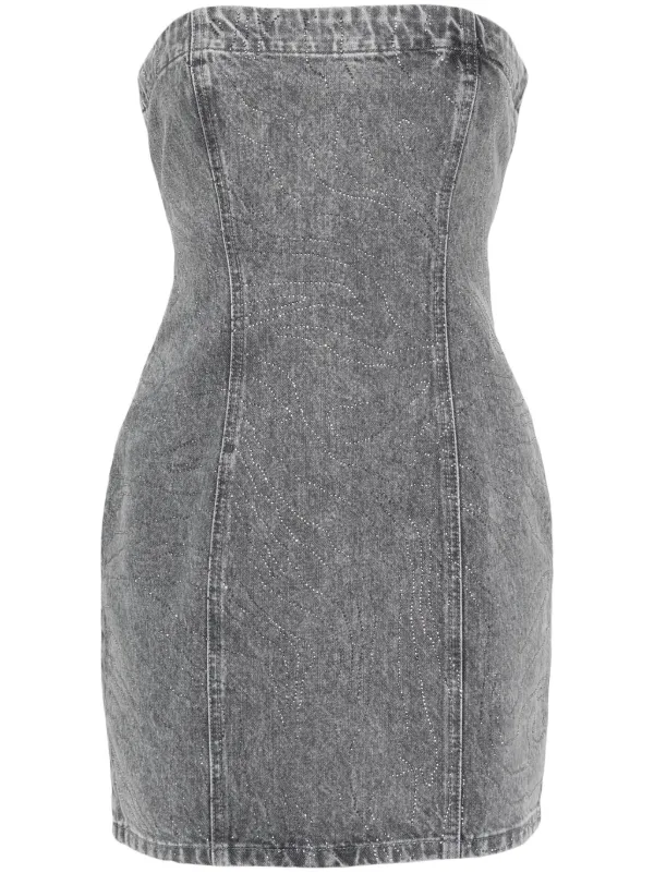 Rhinestone denim dress cheap