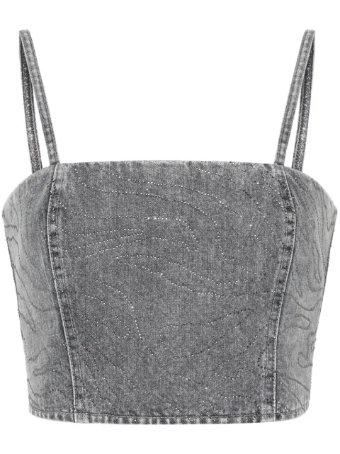 ROTATE BIRGER CHRISTENSEN Emili rhinestone denim top