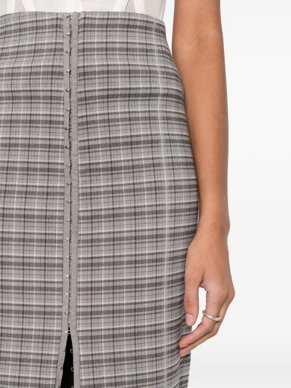 ROTATE BIRGER CHRISTENSEN Palmer Checked Midi Skirt | Grey