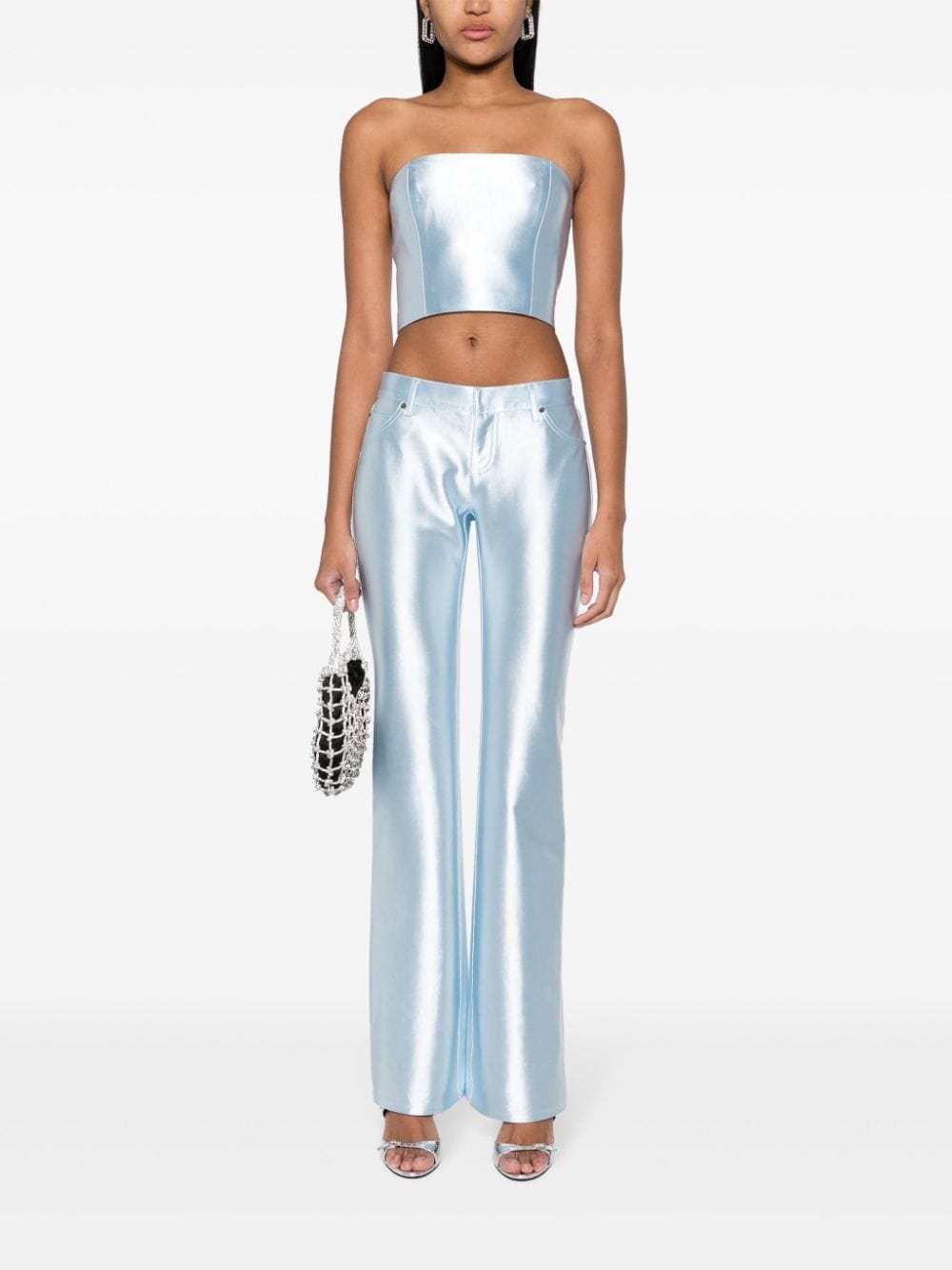 Image 2 of ROTATE BIRGER CHRISTENSEN Shiny Suiting cropped top